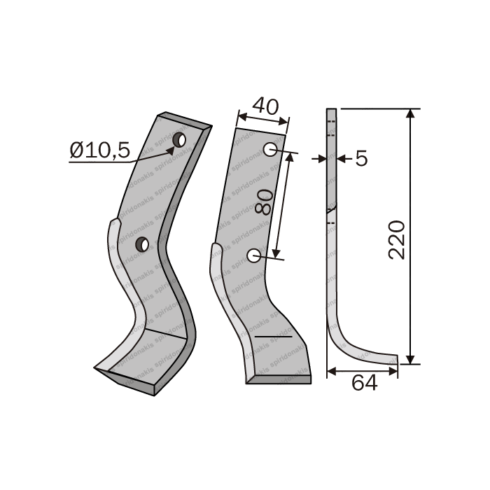 Rotary Cultivator Blade Sweeden Type 40x5 Greek