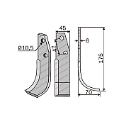 Rotary Cultivator Blade Grillo (40Χ5/ΚΚ47/Φ10.5)