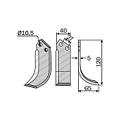 Rotary Cultivator Blade SEP 1300-2000 Ferrari 40x5