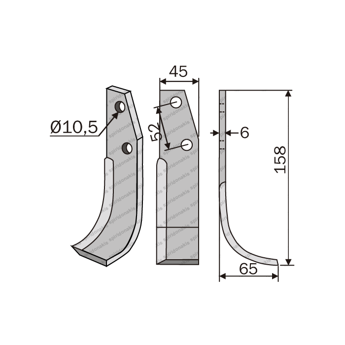 Rotary Cultivator Blade Candia-Pegasus 50x6