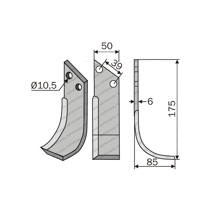 Rotary Cultivator Blade Candia-Kronos 50x6