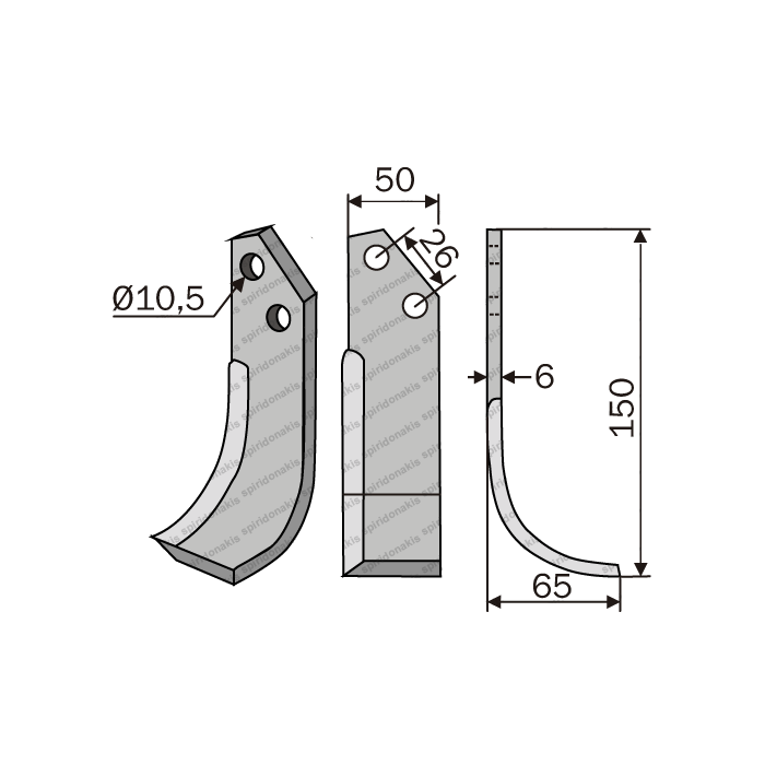 Rotary Cultivator Blade Ferrari T72 50x6