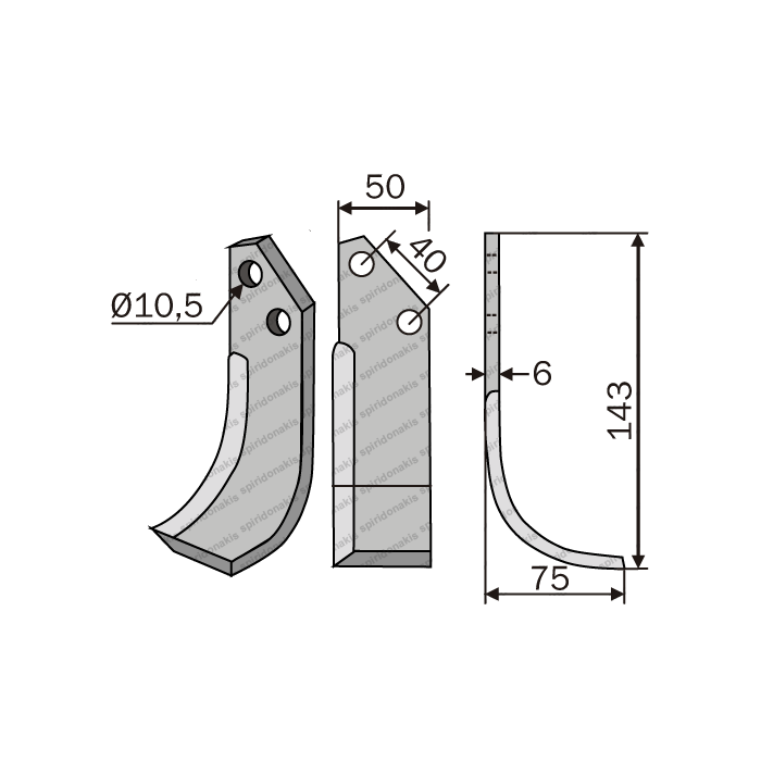 Rotary Cultivator Blade BCS-705 50x6