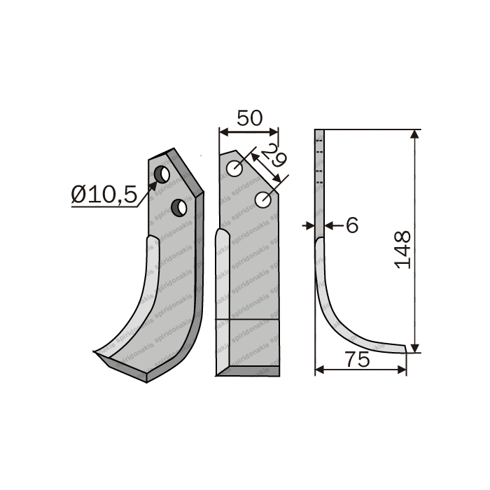 Rotary Cultivator Blade Agria Honta 50x6