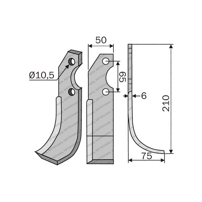 Rotary Cultivator Blade FM-Grillo 11000 50x6