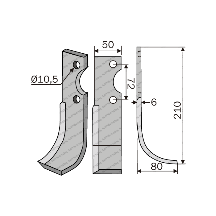 Rotary Cultivator Blade Ferrari 34 E10 50x6