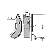 Rotary Cultivator Blade Tsalapataras Maschio 60x6