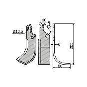 Rotary Cultivator Blade Ortolan 60x6