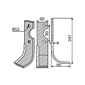 Rotary Cultivator Blade 60x6 Ferrari Left