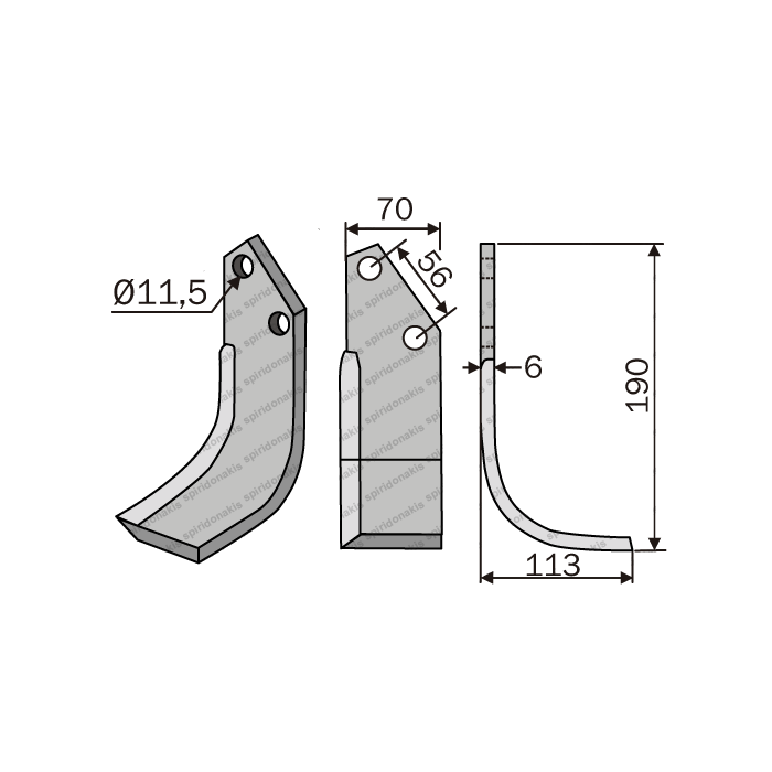 Rotary Cultivator Blade Konstantinidis 