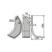 Rotary Cultivator Blade Patis-Pythagoras-Gemka 75x6