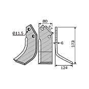 Rotary Cultivator Blade Rotavator Angular 80x6