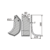 Μαχαίρι Rotavator B.T. Γωνιακό 80x7