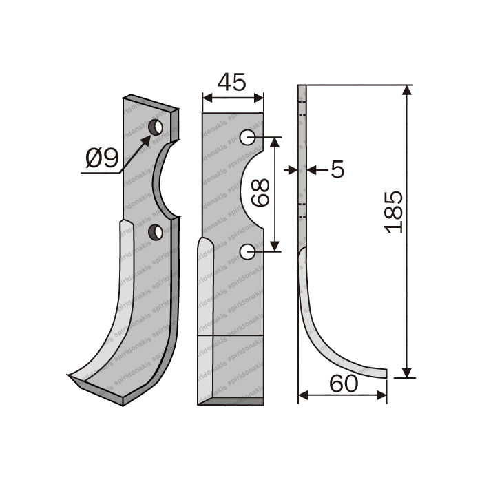 Rotary Cultivator Blade Benassi 45x5