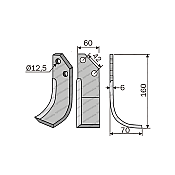 Rotary Cultivator Blade Bertolini Curved Short 60x6