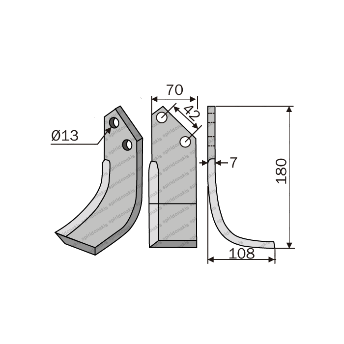 Rotary Cultivator Blade Tortella 75x7