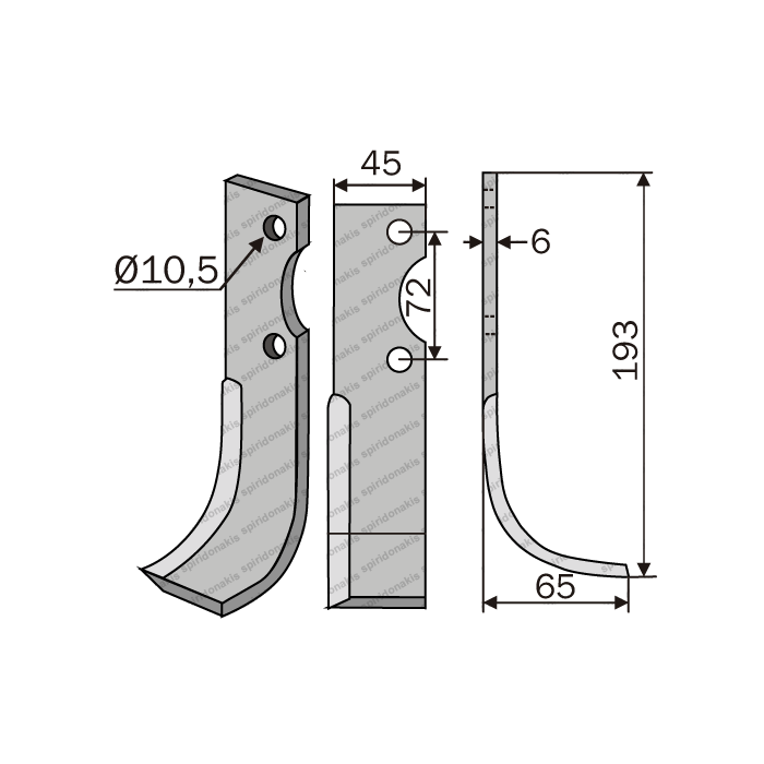 Rotary Cultivator Blade Ferrari 34E 45x6