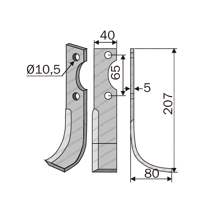 Rotary Cultivator Blade Benassi 40 40x5