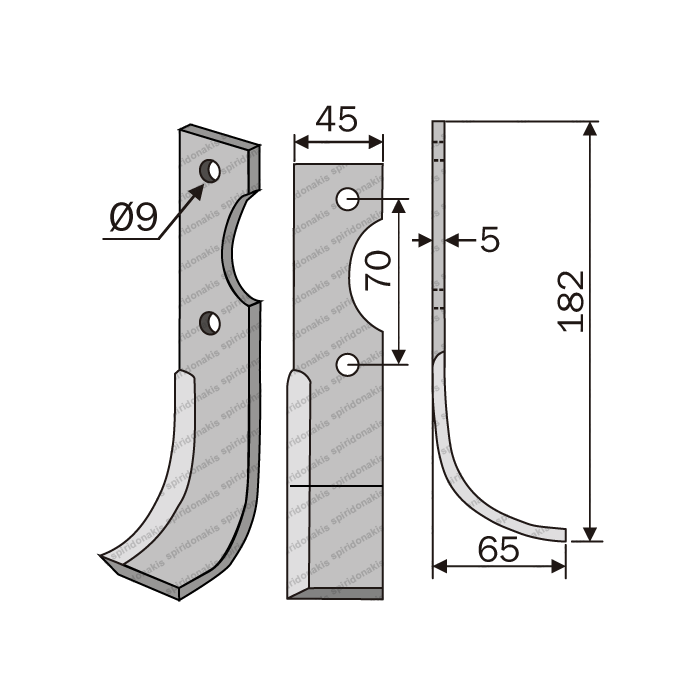 Rotary Cultivator Blade Benassi 50 45x5