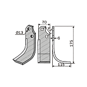 Rotary Cultivator Blade Maschio-Pythagora Angular 70x7