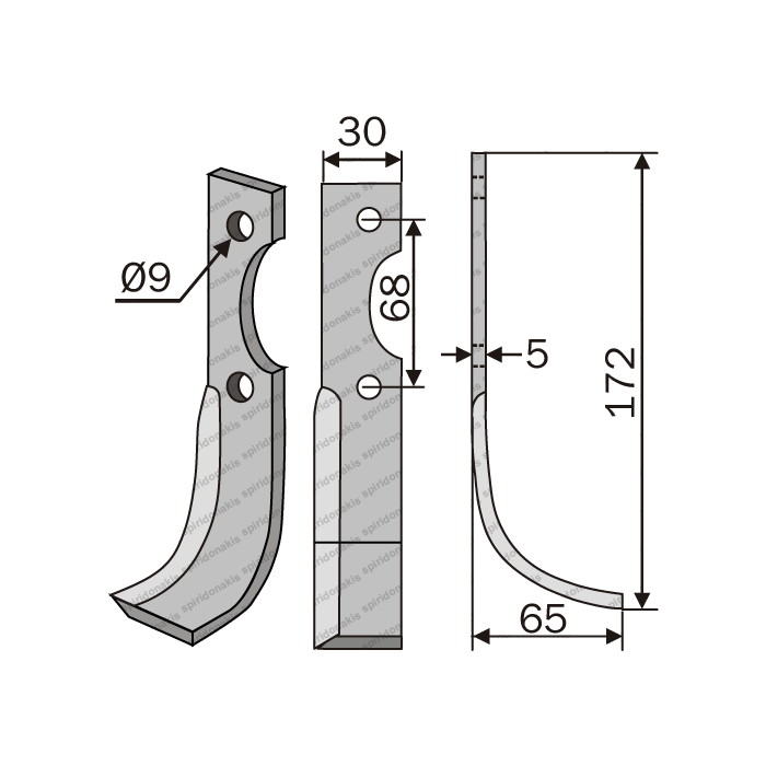 Rotary Cultivator Blade Benassi 30x5