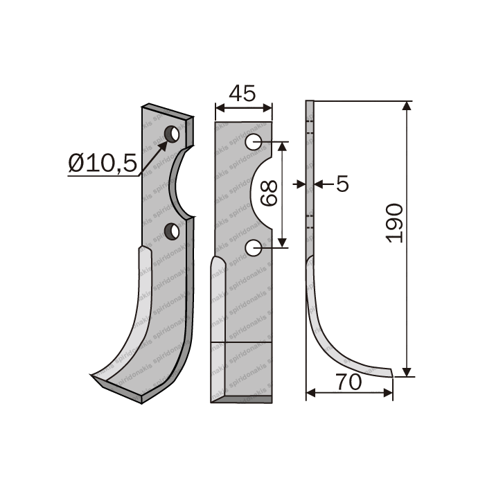 Rotary Cultivator Blade Benassi 406 45x6