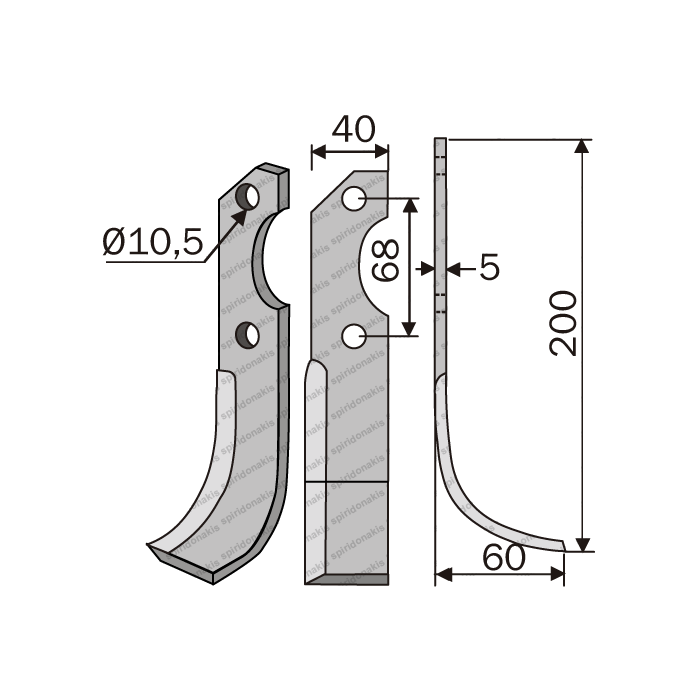 Rotary Cultivator Blade Barbieri Rlg1 