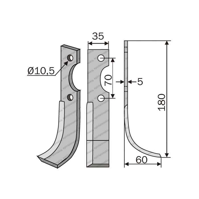 Rotary Cultivator Blade SEP 50 35x5