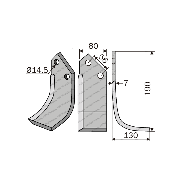 Rotary Cultivator Blade Celli Curved Greek