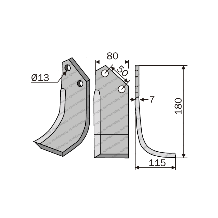 Rotary Cutlivator Blade Rota 80x7