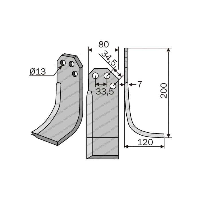 Μαχαίρι Carraro 3 Τρύπες 80x7