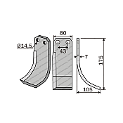 Rotary Cultivator Blade 80x7 Eberhard Right