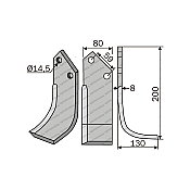 Rotary Cultivator Blade Tortella 80Χ8