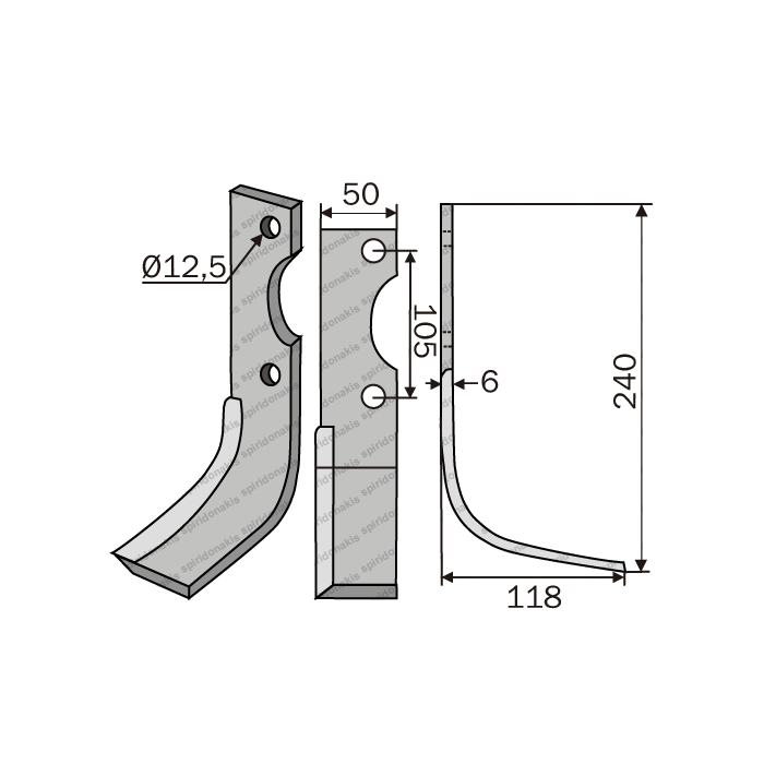 Rotary Cultivator Blade Malleti-Kuhn 50x6