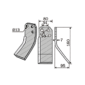 Rotary Cultivator Blade Yurdusar 3 Holes 80x7 KK34-34 Ø13
