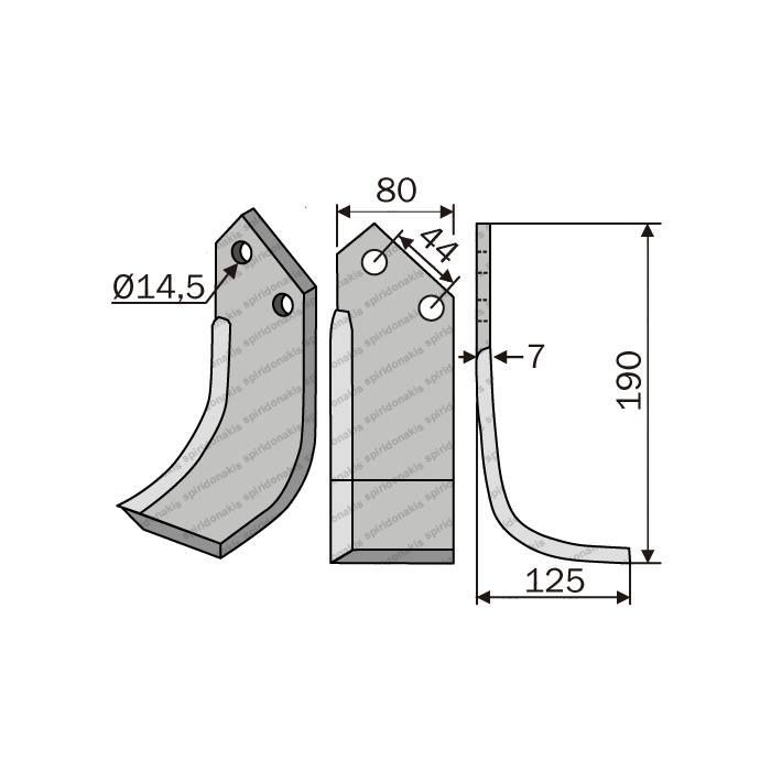 Rotary Cultivator Blade Yuksan Curved 