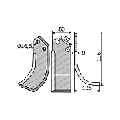 Rotary Cultivator Blade Konstantinidis Curved 80x9