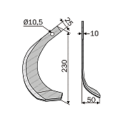 Μαχαίρι Φρέζας Kubota (25x10/Φ10,5) Ίσιο-Μακρύ-Δεξί