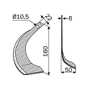 Rotary Cultivator Blade Kubota 22x6 Straight-Mini-Left