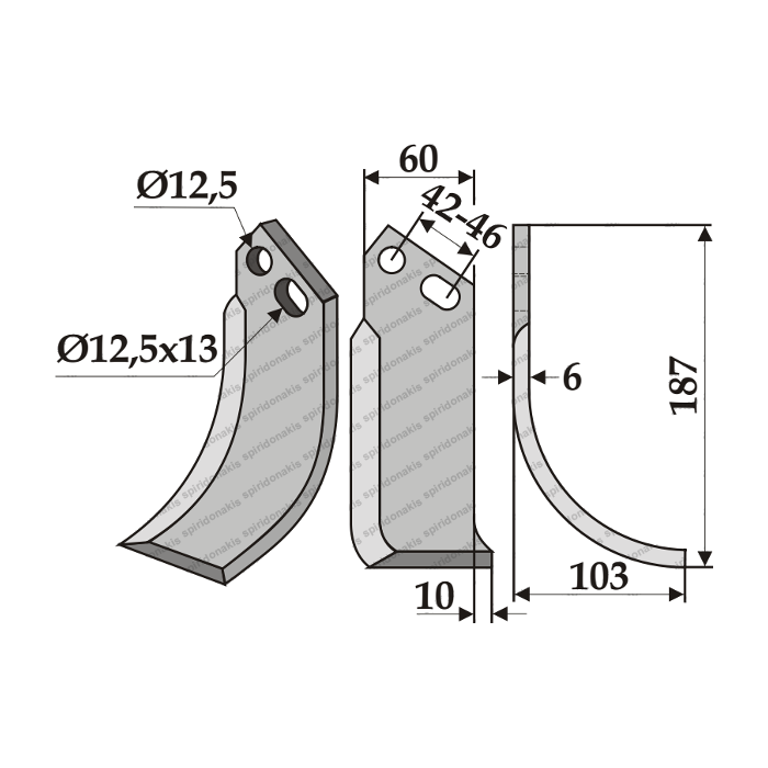 Rotary Cultivator Blade Goldoni 60x6