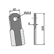 Mulcher Blade Straight 60x8 Berfor 