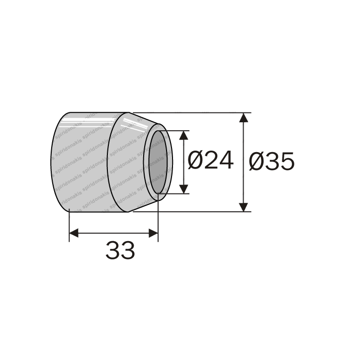 Μούφα Αρότρου Kverneland 074913 Φ35/24 L.33