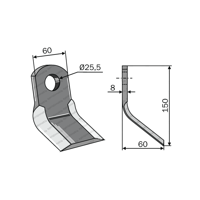 Mulcher Blade Curved 60x8 Artemeccanina