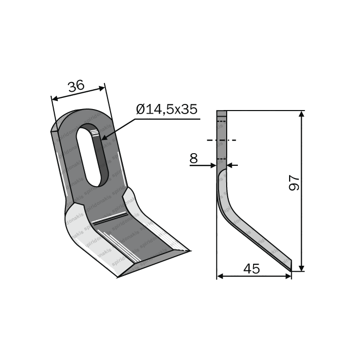 Mulcher Blade Curved Bomford