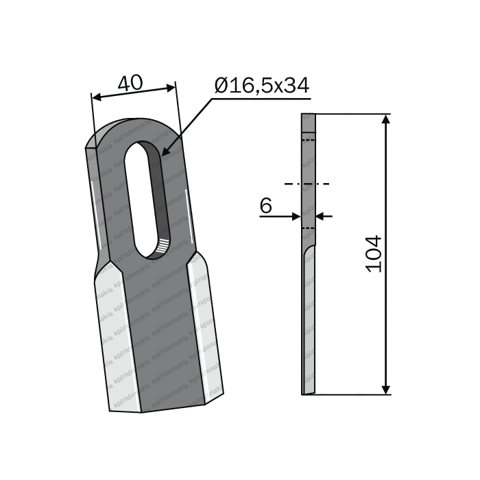 Mulcher Blade Straight 40x6 Ferri