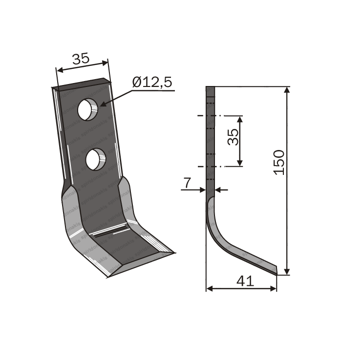 Mulcher Blade Curved Nicolas 