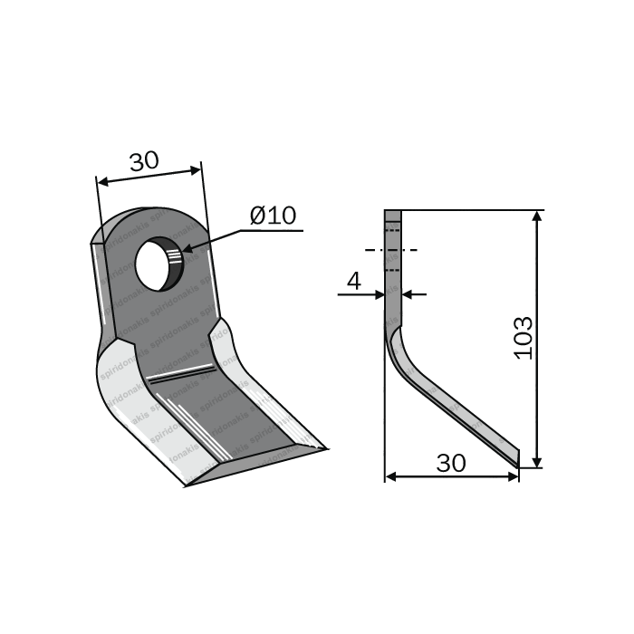 Mulcher Blade Curved Orec