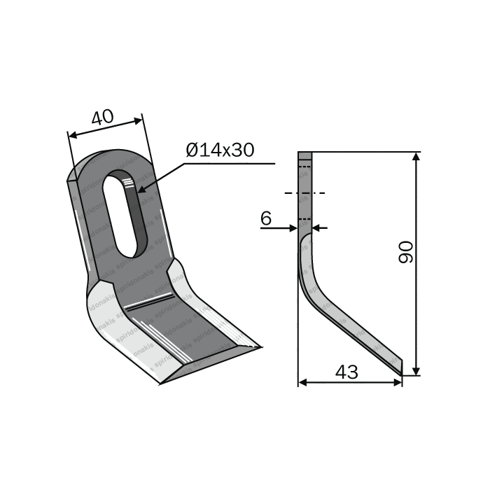 Mulcher Blade Curved 40x6 Berfor 