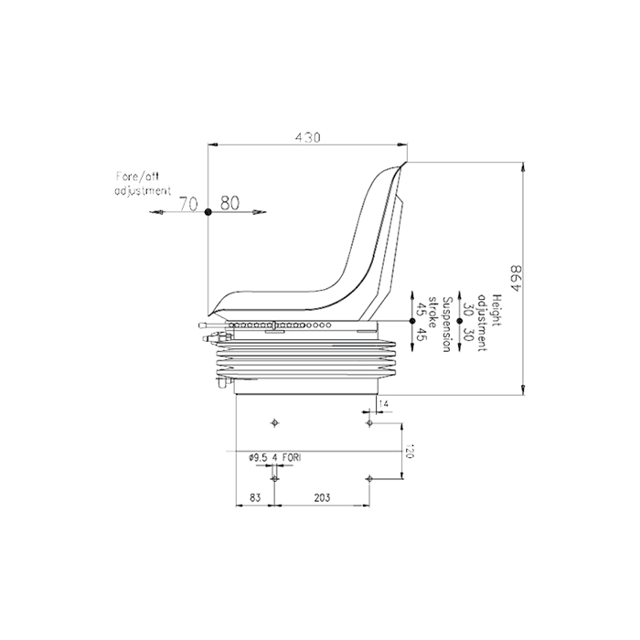 Κάθισμα CMP3122 (Μαύρο Vinyl) Μηχανική Ανάρτ. SEAT