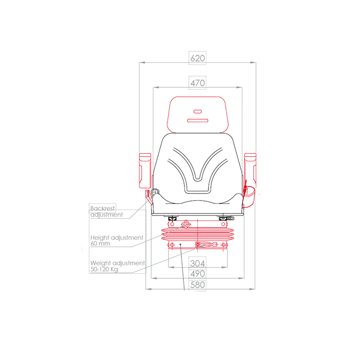 Seat TOP (Black Vinyl) Pneumatic seat SEAT